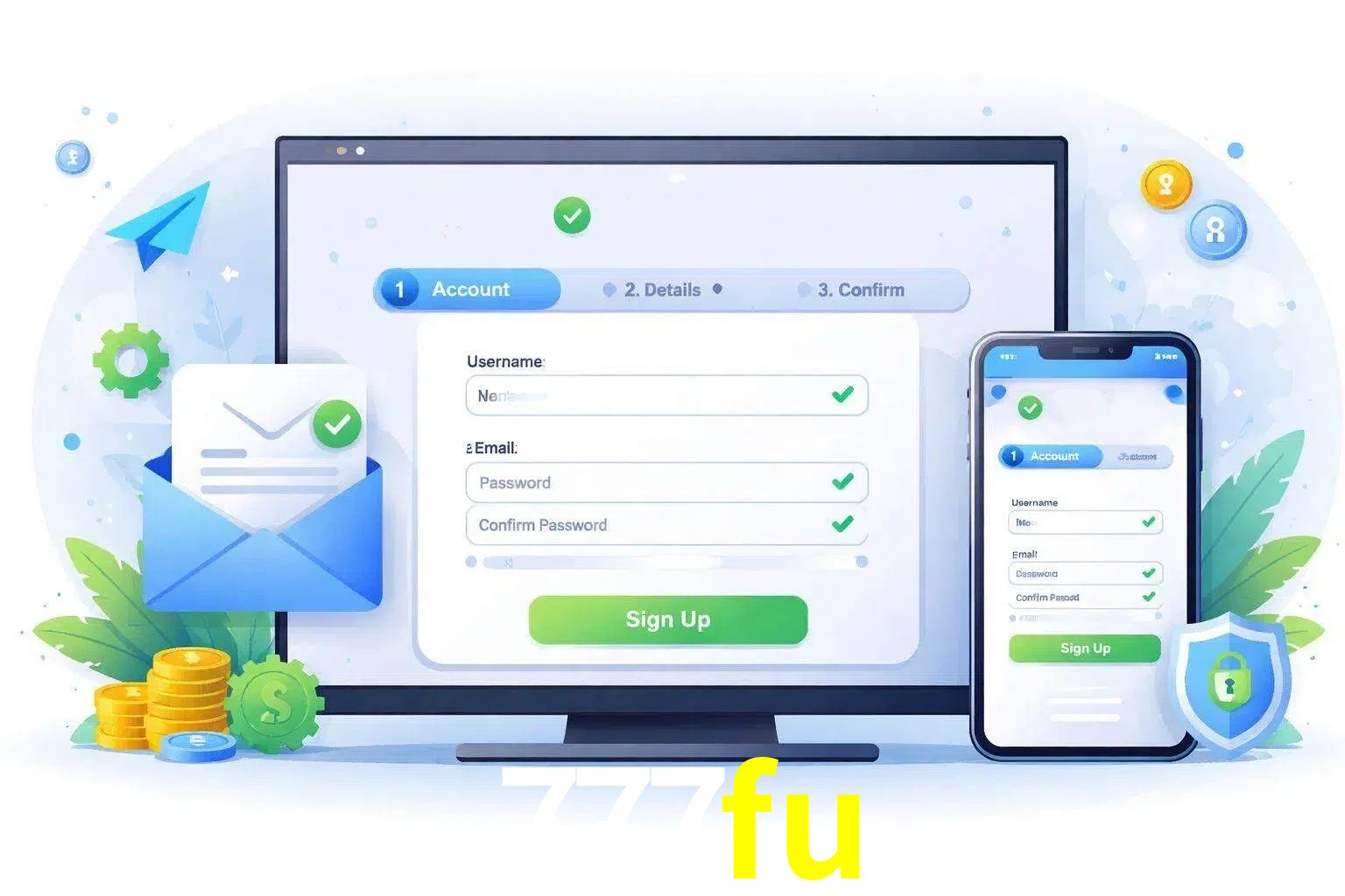 Registro de nuevo usuario y configuración de cuenta 777fu